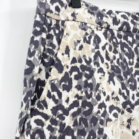 Joie Merci Animal Print Linen Tailored Shorts Neutral Gray Beige Size 6 - Picture 8 of 12